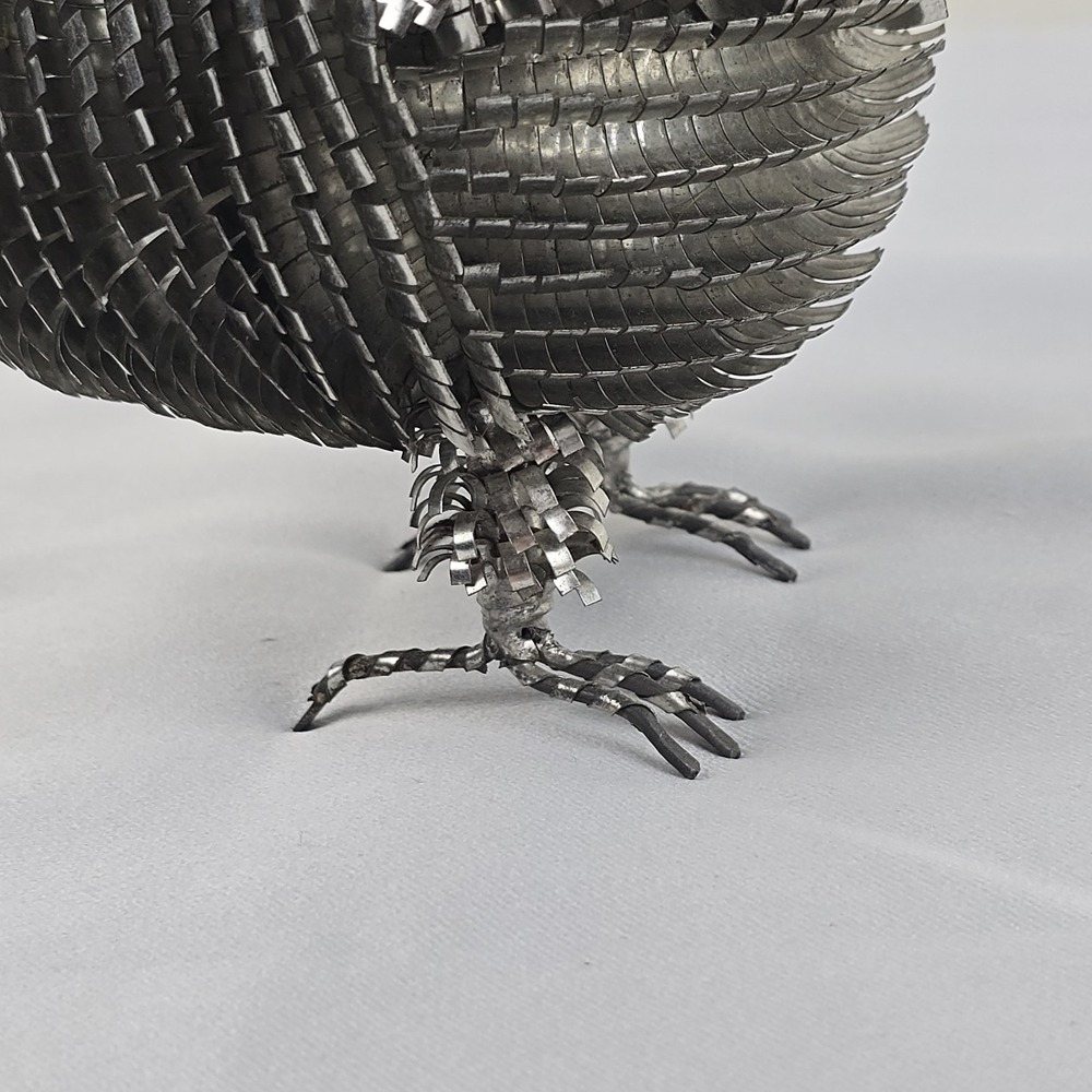 Vintage Brutalist Metal Owl Sculpture Bustamante Style Mexican Folk Art 5" - Picture 8 of 9